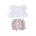 Eyelet Blouse and Floral Ruffle Short Set