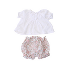 Eyelet Blouse and Floral Ruffle Short Set
