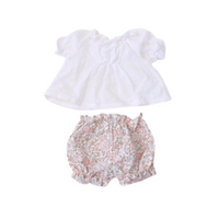 Thumbnail for Eyelet Blouse and Floral Ruffle Short Set