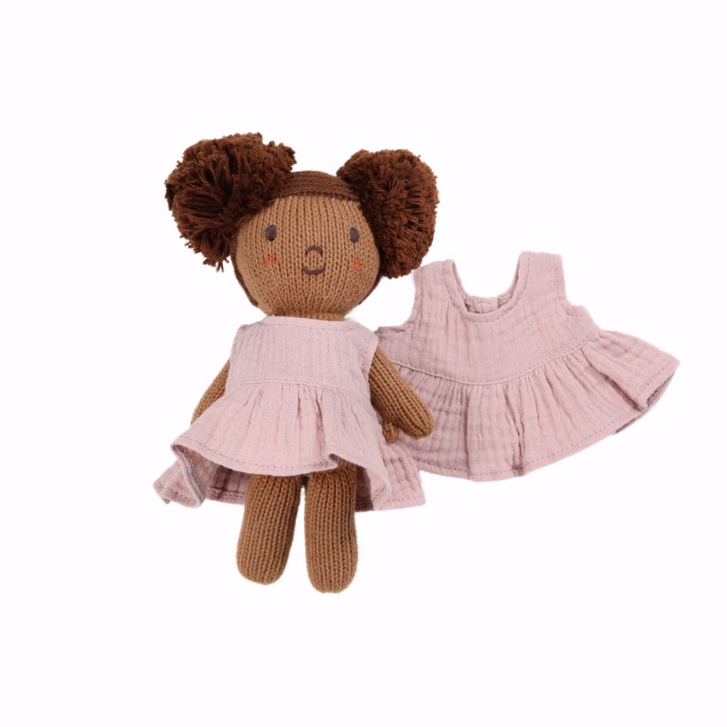 7" Muslin Sleeveless Dress -Mauve Pink