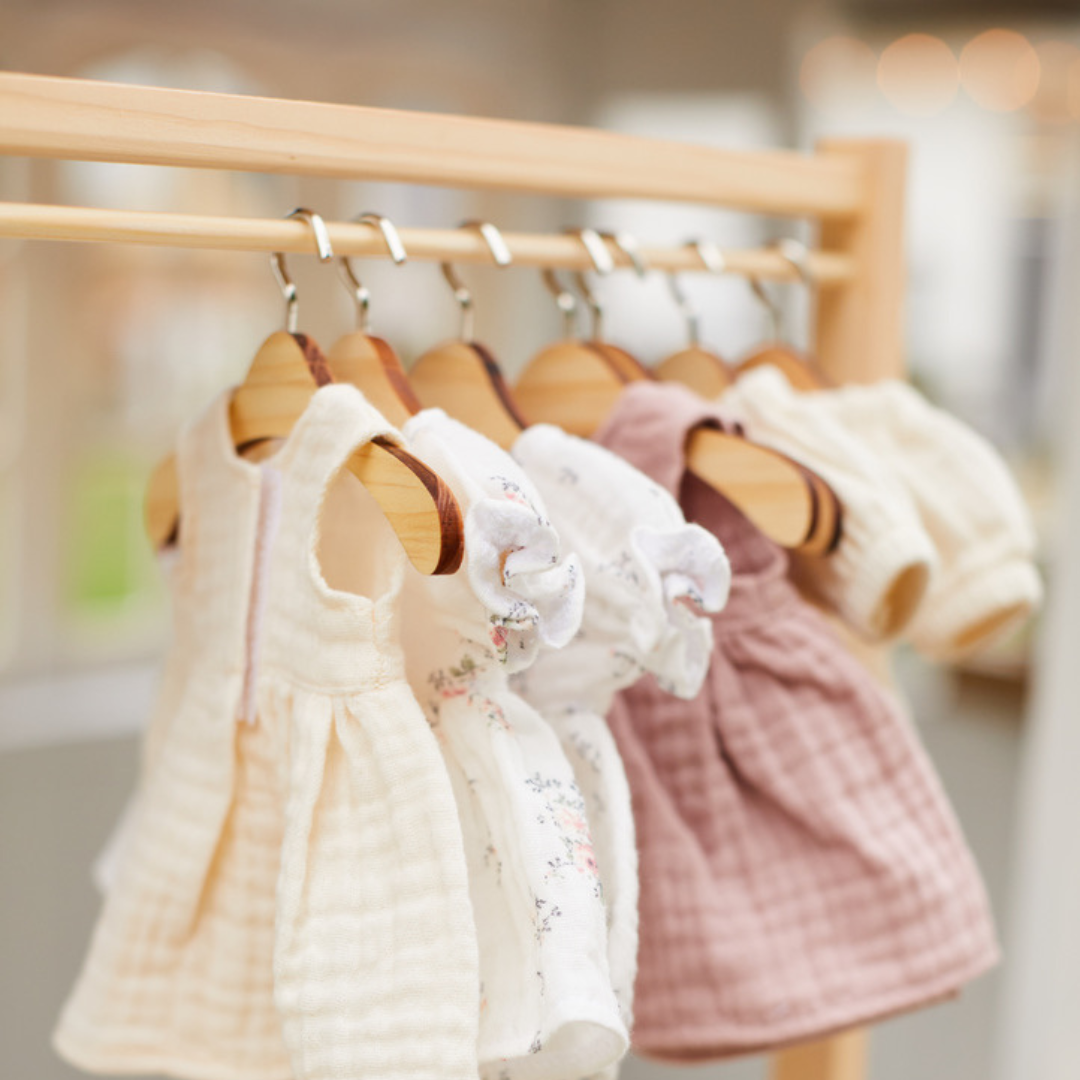 Wooden Doll Clothing Rack with Hangers