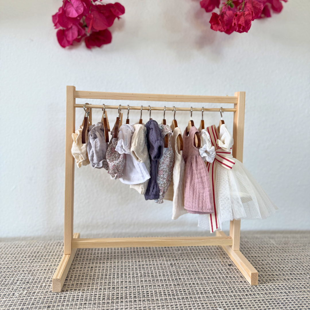 Wooden Doll Clothing Rack with Hangers