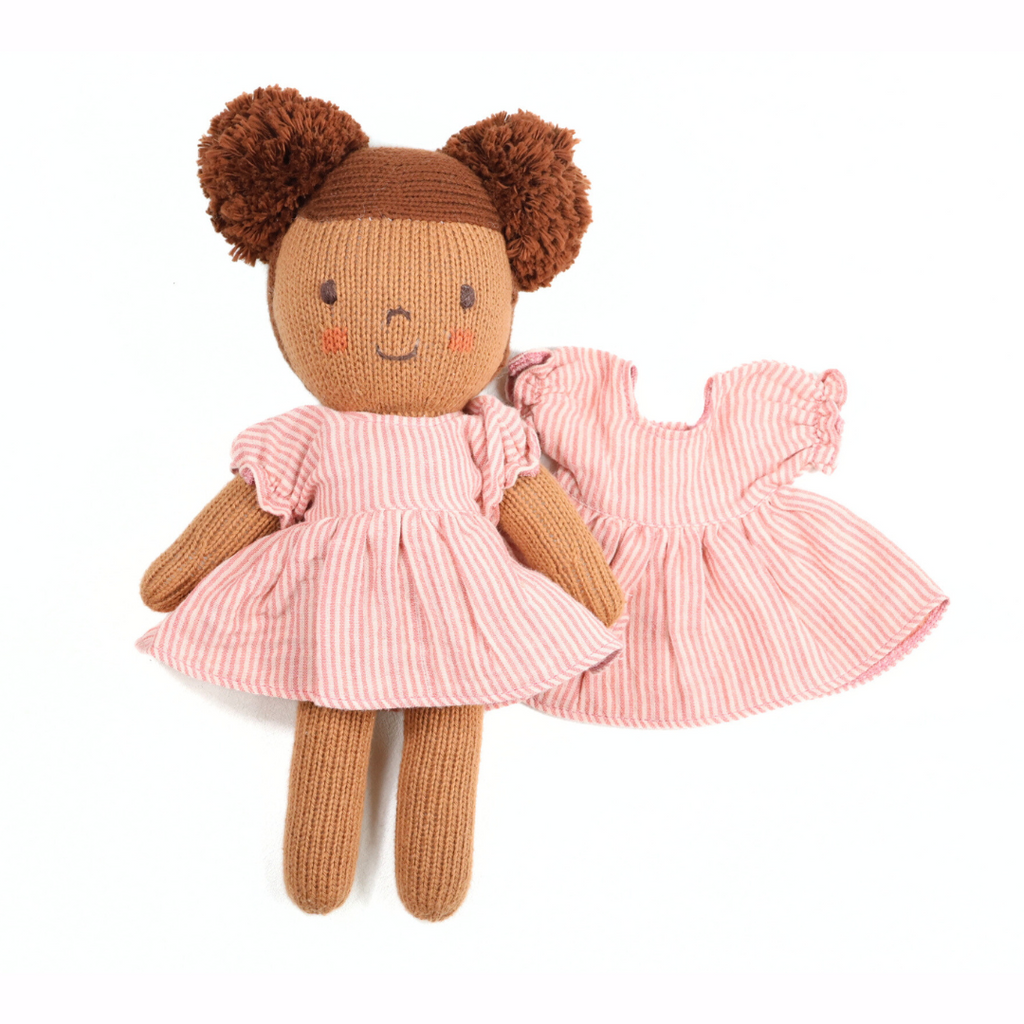 12" Doll Dress Red Heritage Stripe