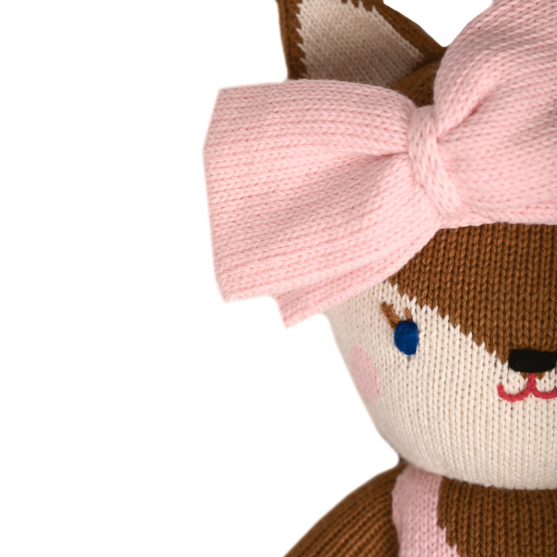 knit detail of bow and face ballerina fox doll